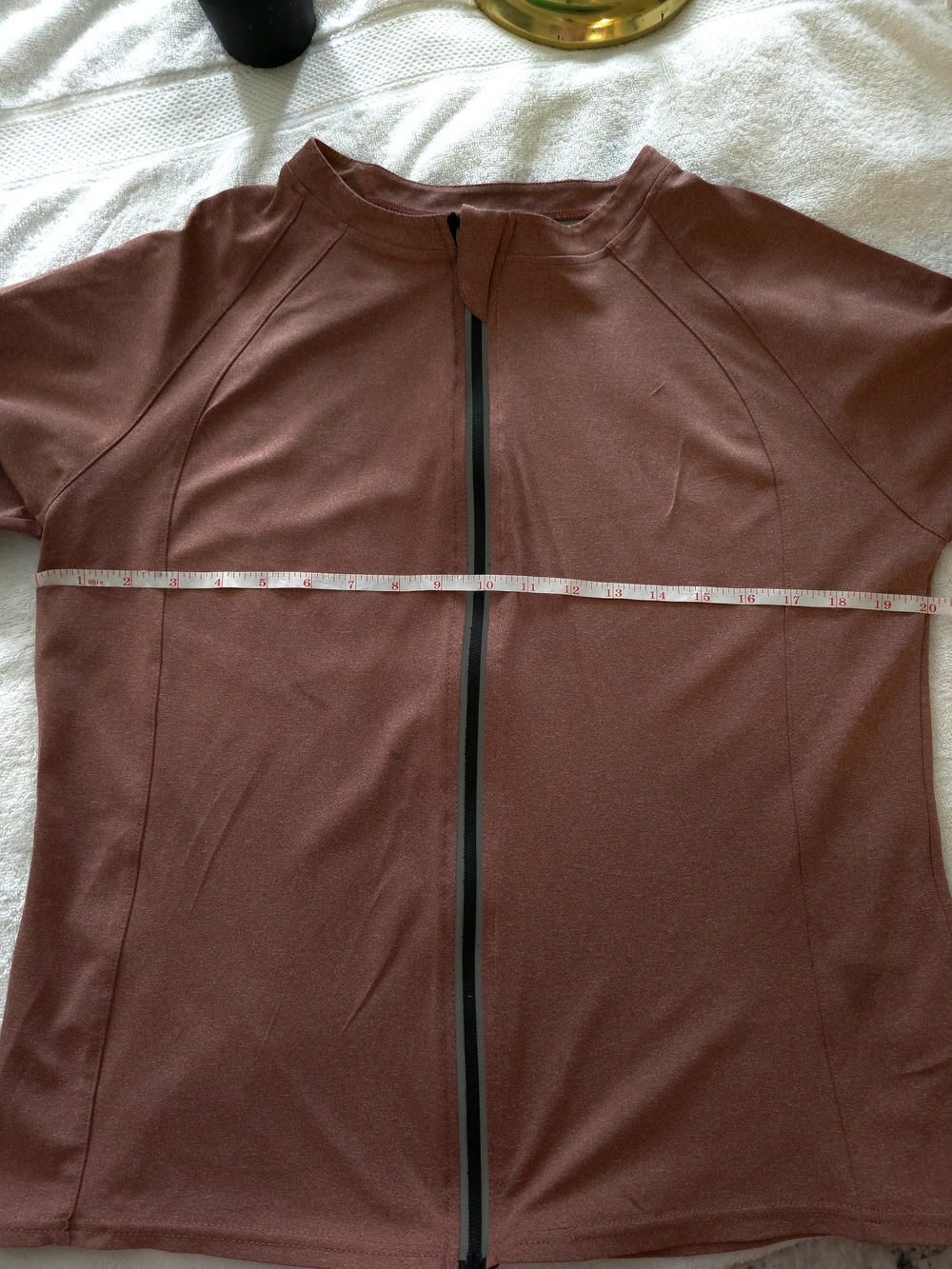 Women’s Short-Sleeve Zip Front Top in Dusty Rose For Running Or Jogging